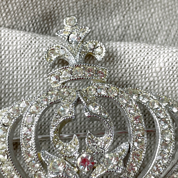 Eisenberg sparkly rhinestone crown brooch - 1950s vintage - NextStage Vintage