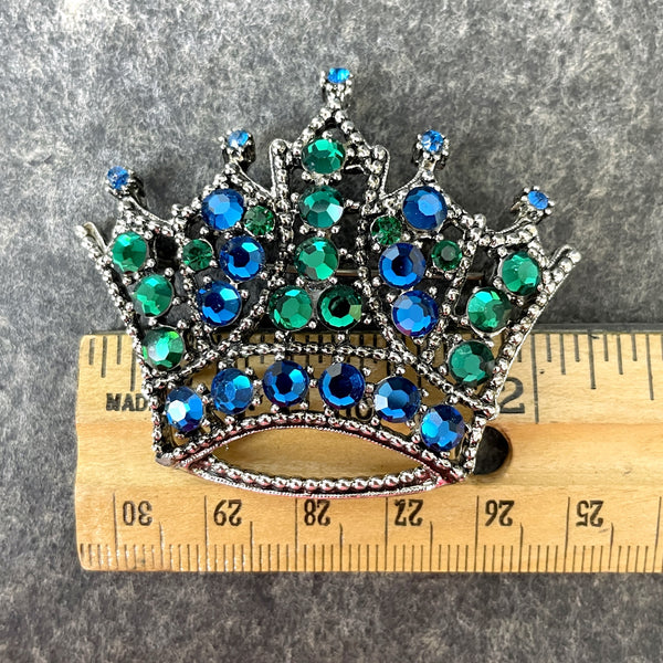 Weiss blue and green rhinestone crown - 1950s vintage - NextStage Vintage