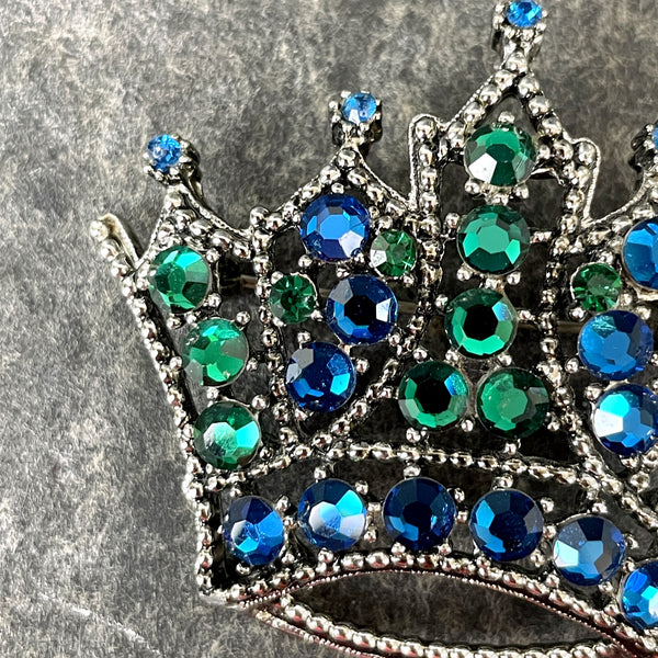 Weiss blue and green rhinestone crown - 1950s vintage - NextStage Vintage