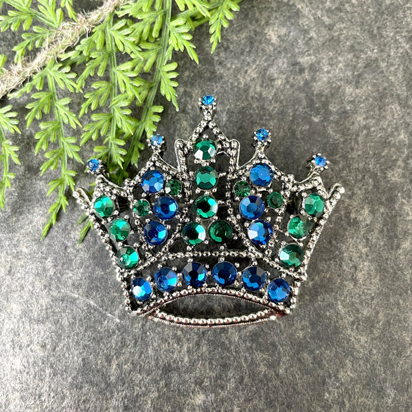 Weiss blue and green rhinestone crown - 1950s vintage - NextStage Vintage