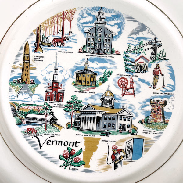 Vermont state souvenir plate - 1960s road trip souvenir