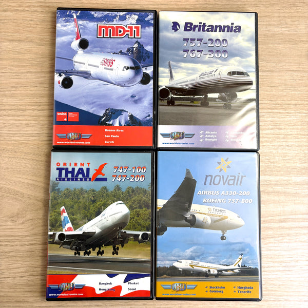 8 World Air Routes airplane cockpit flight DVDs - Just Planes Videos