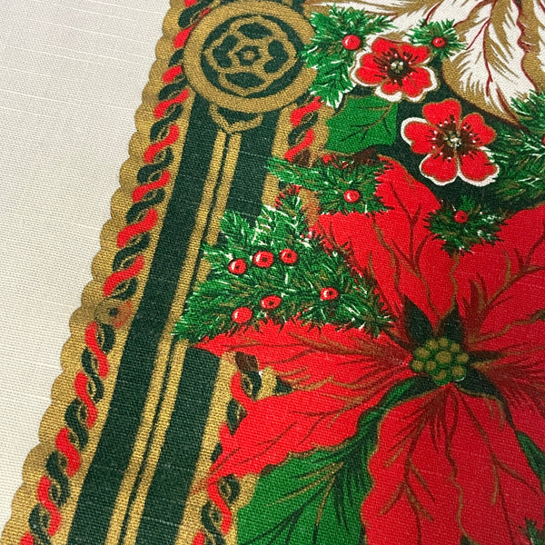 Christmas poinsettia tablecloth - 62x84 - vintage 1980s table linen