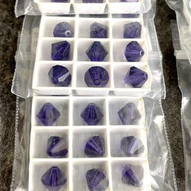 Swarovski 8mm bicone crystal beads 5301 / 5328 -  96 pc - purple velvet, turmaline - NextStage Vintage