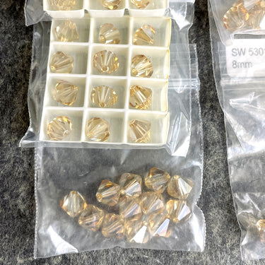 Swarovski 8mm bicone crystal beads 5301 / 5328 -  96 pc - crystal golden shadow - NextStage Vintage
