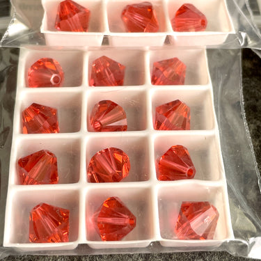 Swarovski 8mm bicone crystal beads - air blue opal, padparadscha - 96 pieces - estate destash - NextStage Vintage