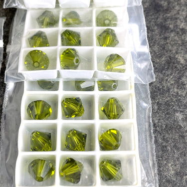 Swarovski 8mm bicone crystal beads 5301 / 5328 -  96 pc - olivine, color CLG(001) - NextStage Vintage