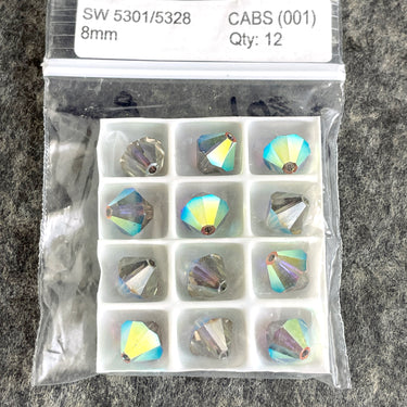 Swarovski 8mm bicone crystal beads - 8 color variety pack - 96 pieces - estate destash - NextStage Vintage