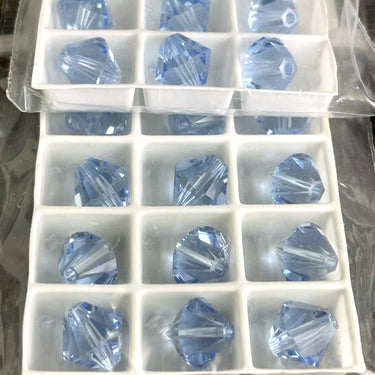 Swarovski 8mm bicone crystal beads - blue shade, rose, rosaline, light sapphire - 96 pcs - NextStage Vintage