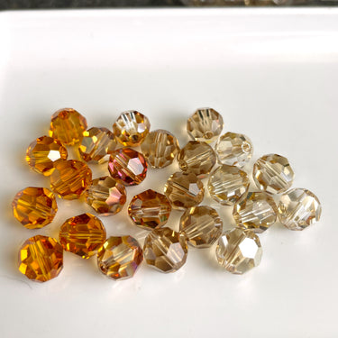 8mm round crystal beads - Swarovski? - 96 pcs - warm peachy topazes - NextStage Vintage