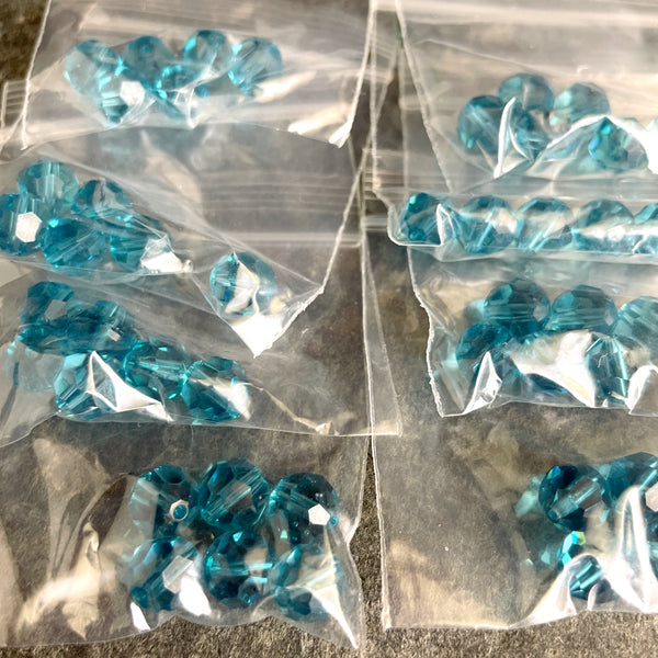8mm round crystal beads - Swarovski? - 96 pcs - pink, blue, clear