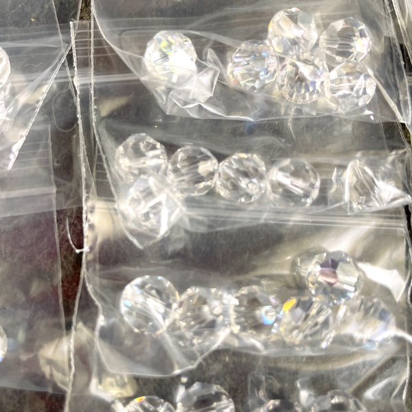 8mm round crystal beads - Swarovski? - 96 pcs - jet and crystal - NextStage Vintage