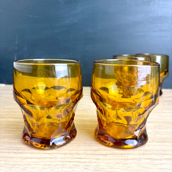 Vintage Anchor Hocking Georgian amber tumblers – set of 4 heavy glasses, 8 oz