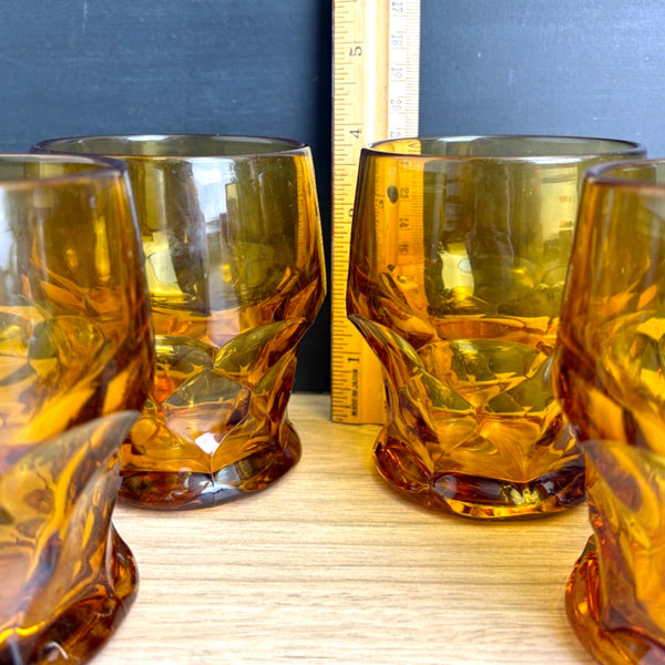 Vintage Anchor Hocking Georgian amber tumblers – set of 4 heavy glasses, 8 oz
