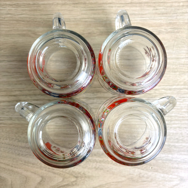 Set of 4 vintage 1970s Arcoroc France glass mugs – Songbirds pattern - NextStage Vintage