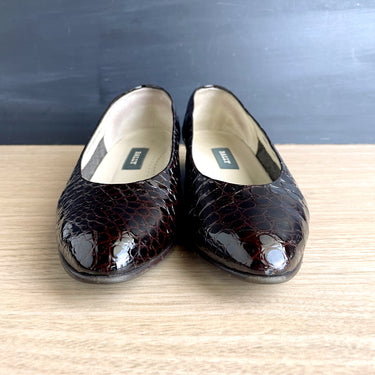 Bally Eden low heel brown croc patent leather pump - size 7.5M - NextStage Vintage