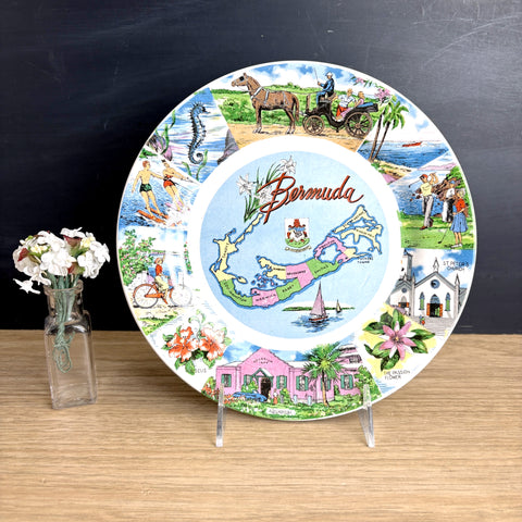 Vintage 1960s Bermuda  souvenir Ironstone plate - retro wall decor - NextStage Vintage
