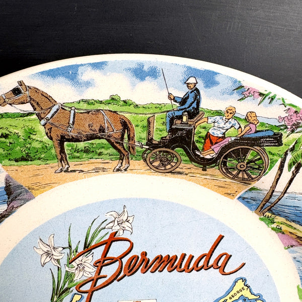 Vintage 1960s Bermuda  souvenir Ironstone plate - retro wall decor - NextStage Vintage