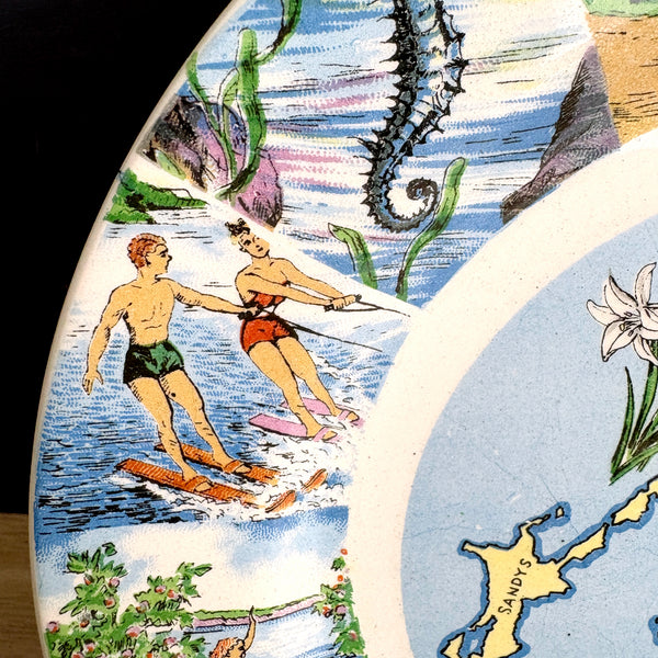 Vintage 1960s Bermuda  souvenir Ironstone plate - retro wall decor - NextStage Vintage