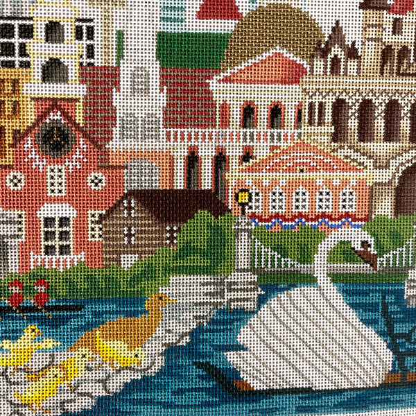 Trubey Boston Collage handpainted needlepoint canvas - NextStage Vintage