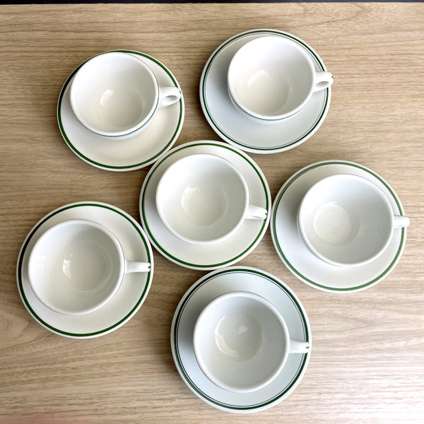 Sterling and Buffalo restaurant ware cups and saucers - set of 6 - vintage diner china