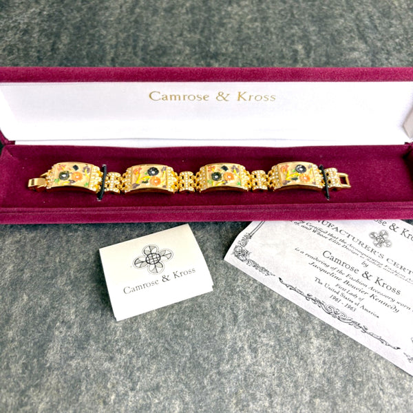 Camrose & Kross Jacqueline Kennedy floral enamel and crystal link bracelet