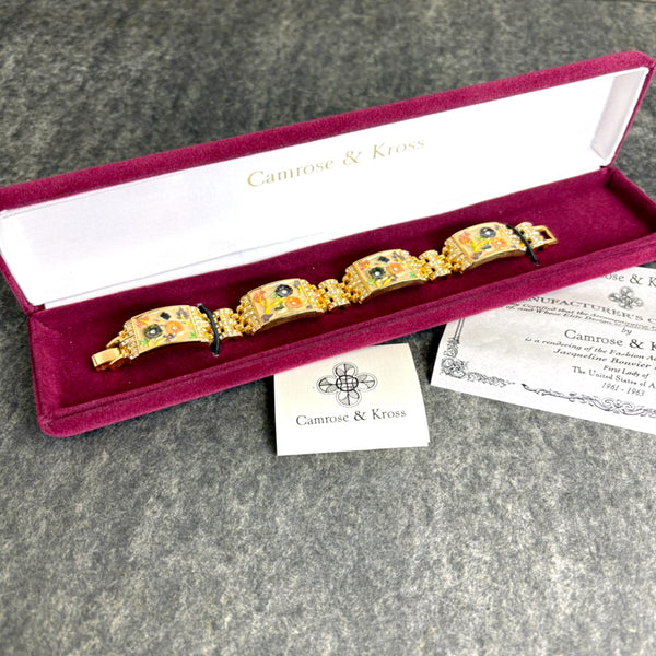 Camrose & Kross Jacqueline Kennedy floral enamel and crystal link bracelet
