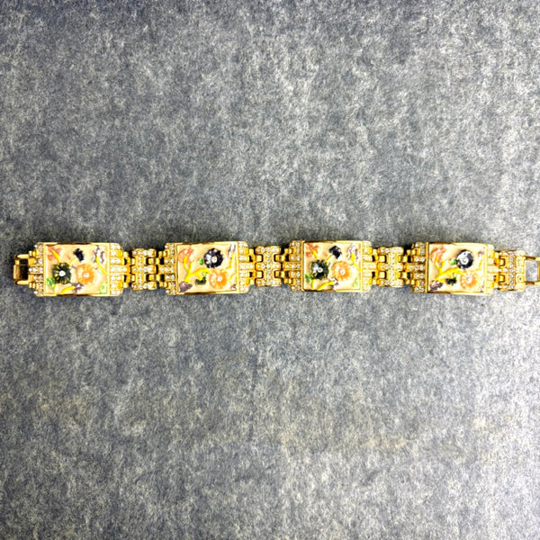 Camrose & Kross Jacqueline Kennedy floral enamel and crystal link bracelet