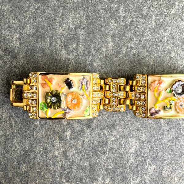 Camrose & Kross Jacqueline Kennedy floral enamel and crystal link bracelet