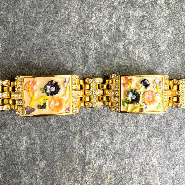 Camrose & Kross Jacqueline Kennedy floral enamel and crystal link bracelet
