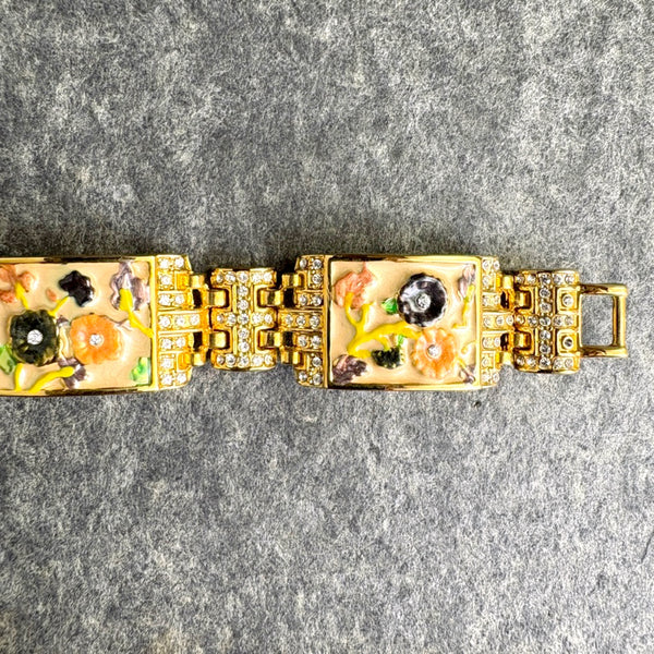 Camrose & Kross Jacqueline Kennedy floral enamel and crystal link bracelet