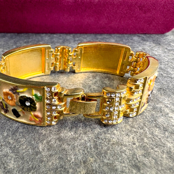 Camrose & Kross Jacqueline Kennedy floral enamel and crystal link bracelet