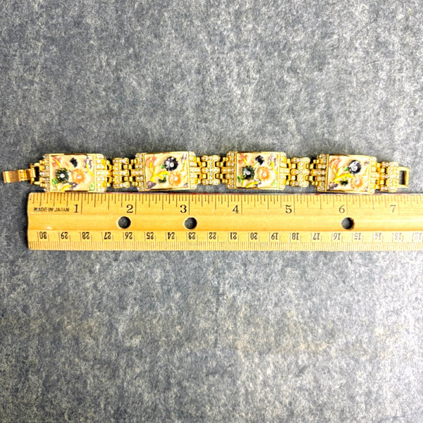 Camrose & Kross Jacqueline Kennedy floral enamel and crystal link bracelet