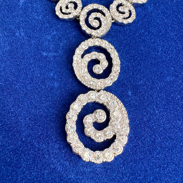 Camrose & Kross Jacqueline Kennedy Crystal Spiral Necklace with box & COA