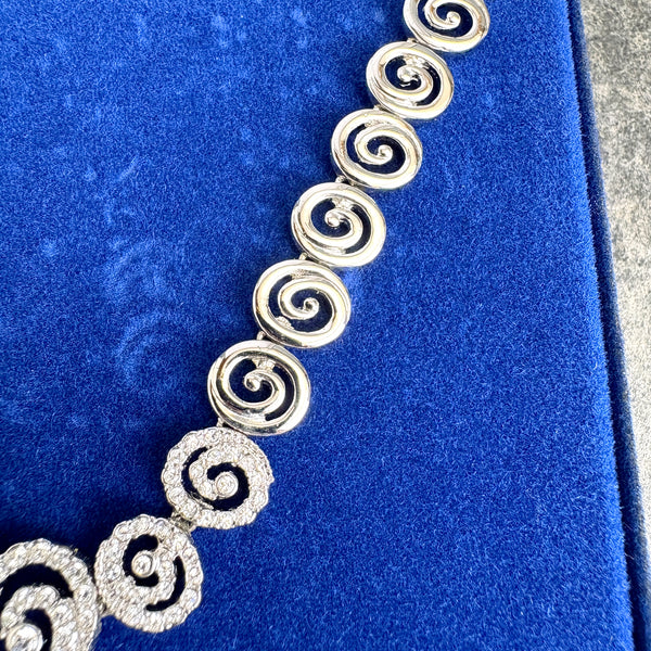 Camrose & Kross Jacqueline Kennedy Crystal Spiral Necklace with box & COA