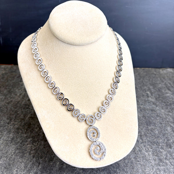 Camrose & Kross Jacqueline Kennedy Crystal Spiral Necklace with box & COA