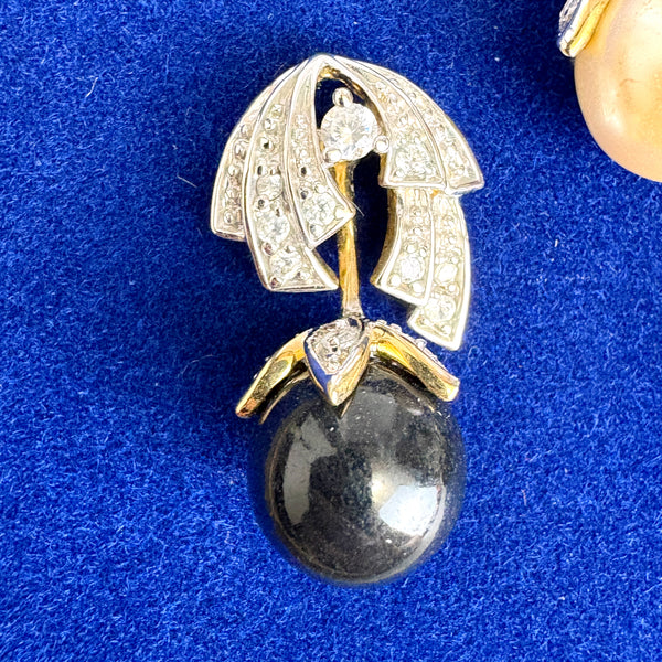 Camrose & Kross Jacqueline Kennedy convertible earrings with faux pearl dangles & box - NextStage Vintage