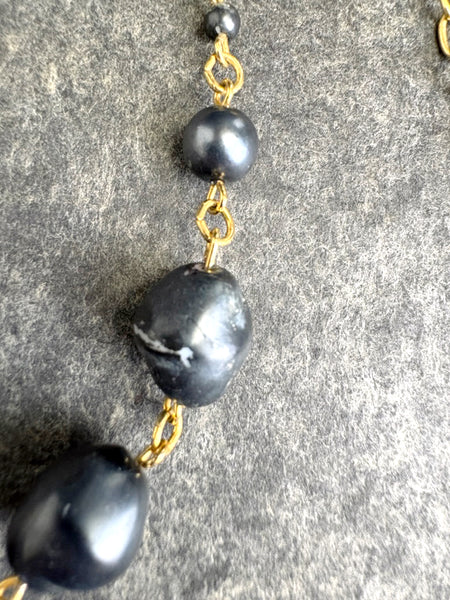 Camrose & Kross Jacqueline Kennedy black faux baroque pearl double strand necklace - NextStage Vintage
