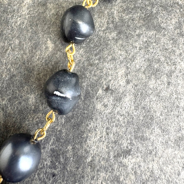 Camrose & Kross Jacqueline Kennedy black faux baroque pearl double strand necklace - NextStage Vintage