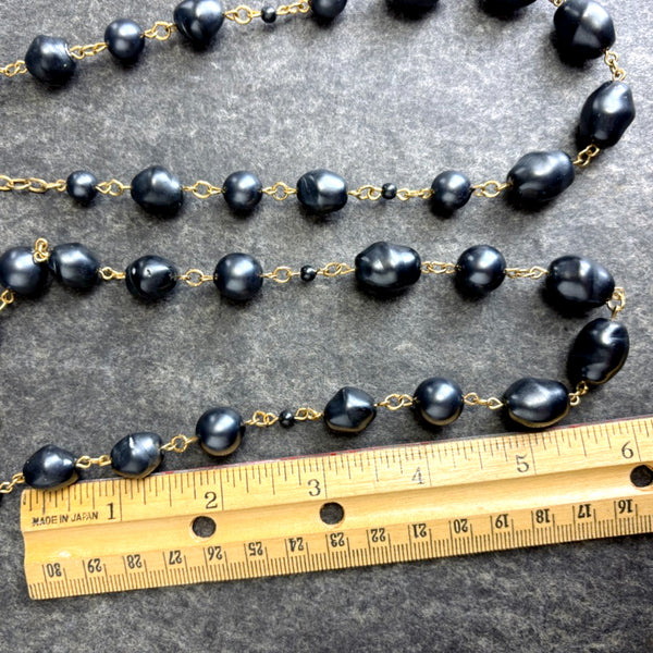 Camrose & Kross Jacqueline Kennedy black faux baroque pearl double strand necklace - NextStage Vintage