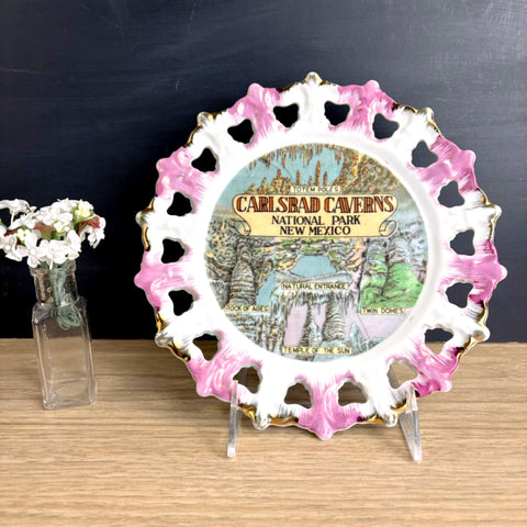 Carlsbad Caverns decorative plate - vintage 1950s road trip souvenir