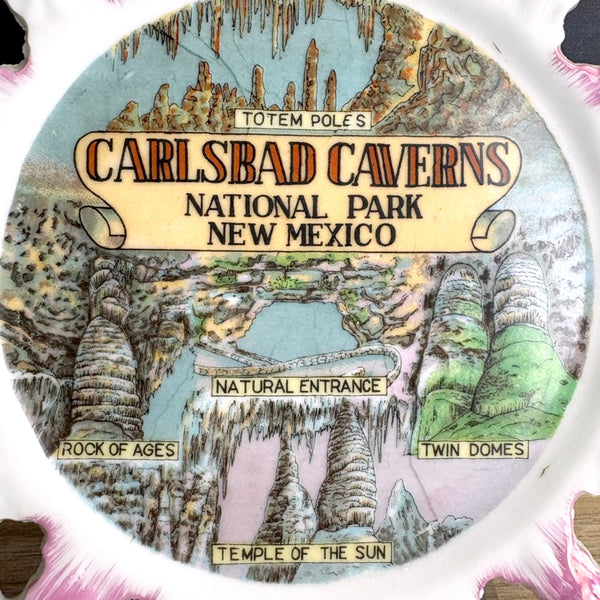 Carlsbad Caverns decorative plate - vintage 1950s road trip souvenir