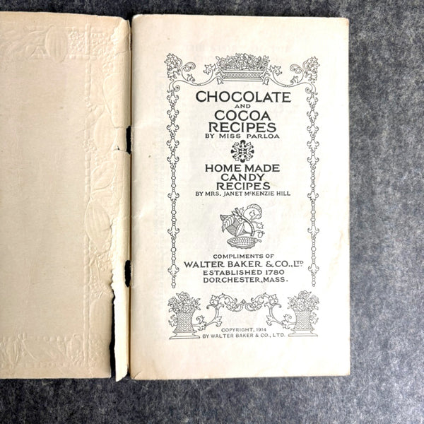 Walter Baker and Co. Choice Recipes - 1914 cocoa and chocolate recipes - NextStage Vintage