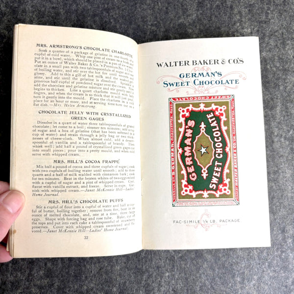 Walter Baker and Co. Choice Recipes - 1914 cocoa and chocolate recipes - NextStage Vintage