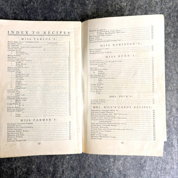Walter Baker and Co. Choice Recipes - 1914 cocoa and chocolate recipes - NextStage Vintage