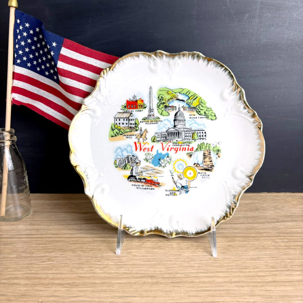 1960s vintage West Virginia souvenir plate –  8" decorative collectible