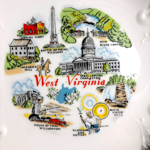 1960s vintage West Virginia souvenir plate –  8" decorative collectible