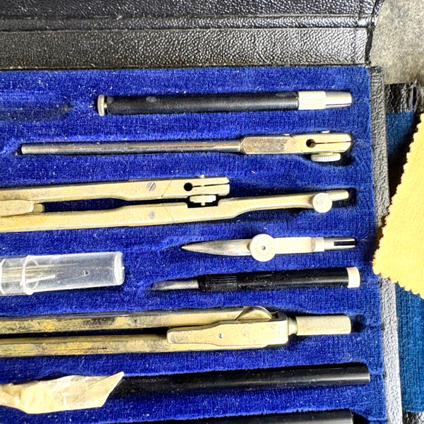 Vintage German drafting tools set - Compass Precision Instruments with Leather Case - NextStage Vintage