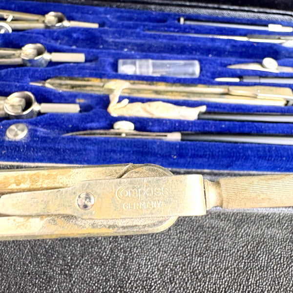 Vintage German drafting tools set - Compass Precision Instruments with Leather Case - NextStage Vintage