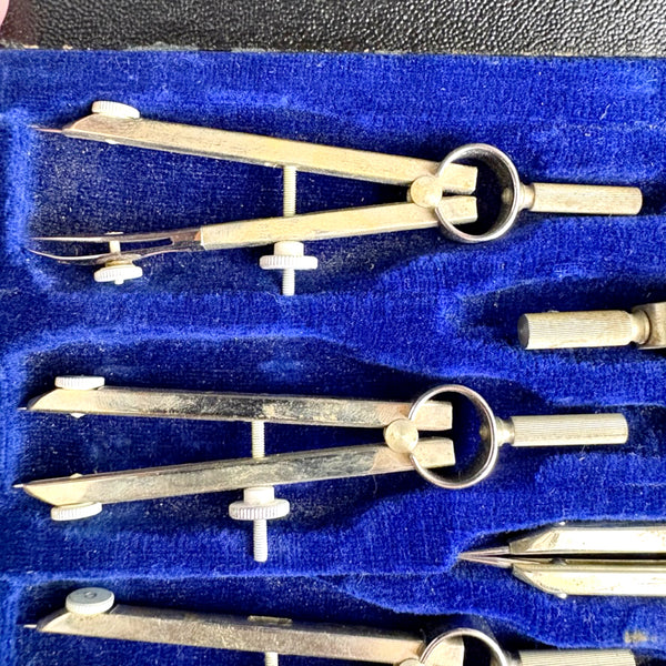 Vintage German drafting tools set - Compass Precision Instruments with Leather Case - NextStage Vintage